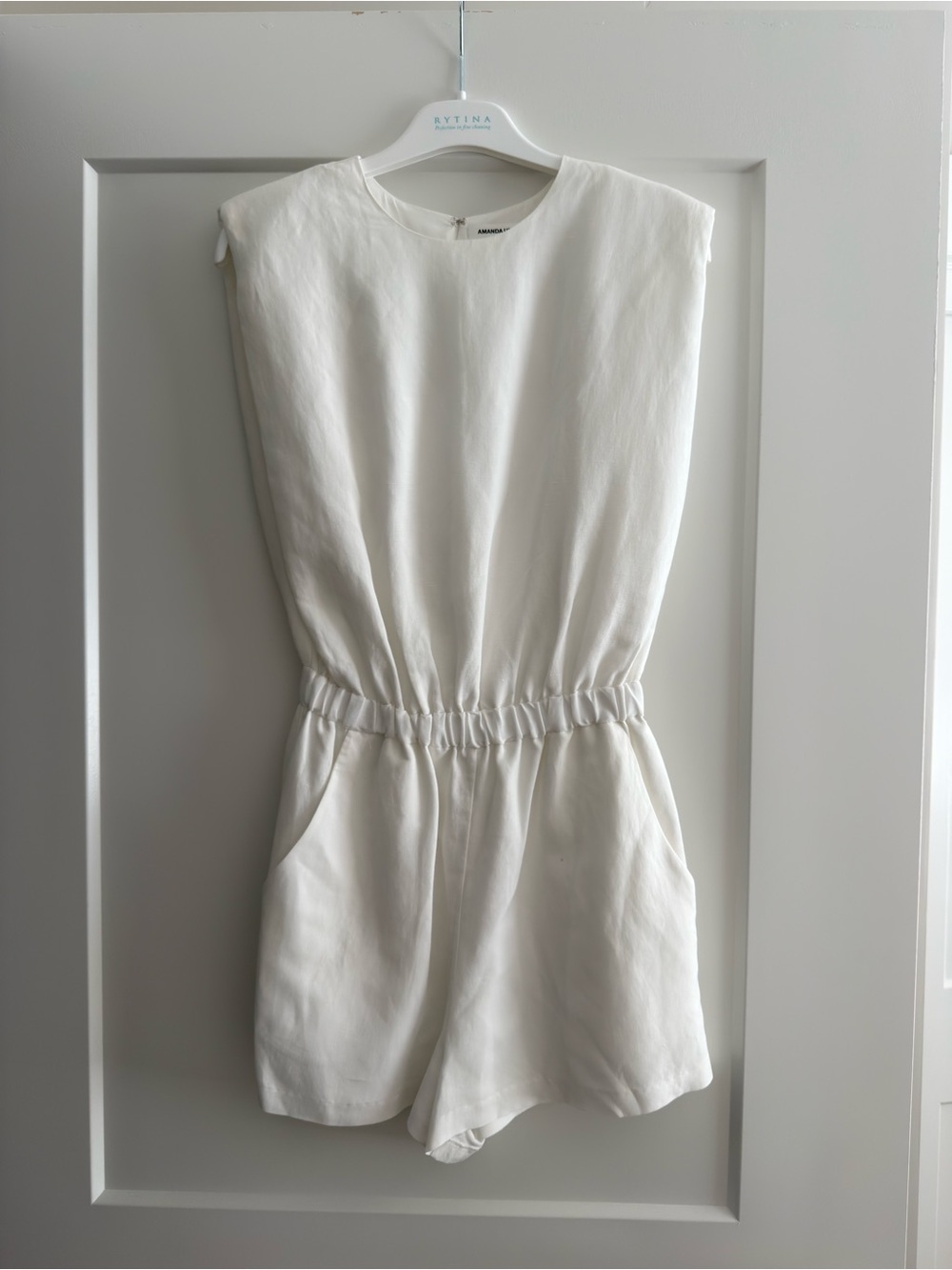 Amanda Uprichard Kent One-Piece Romper with Elastic Waist Linen